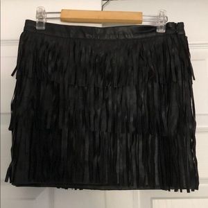 Forever 21 size S black faux leather fringe skirt